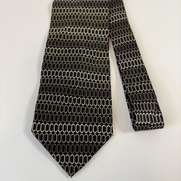 Giorgio Brutini Collezione Tie Black/Grey/Cream Handmade Silk Geometric preppy - Picture 12 of 12